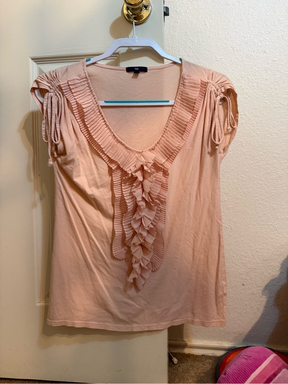 Gap Pink Ruffle V-Neck Top